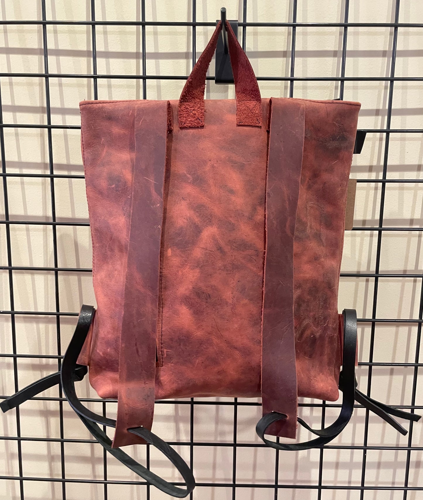 Leather backpack Red "fully openable"