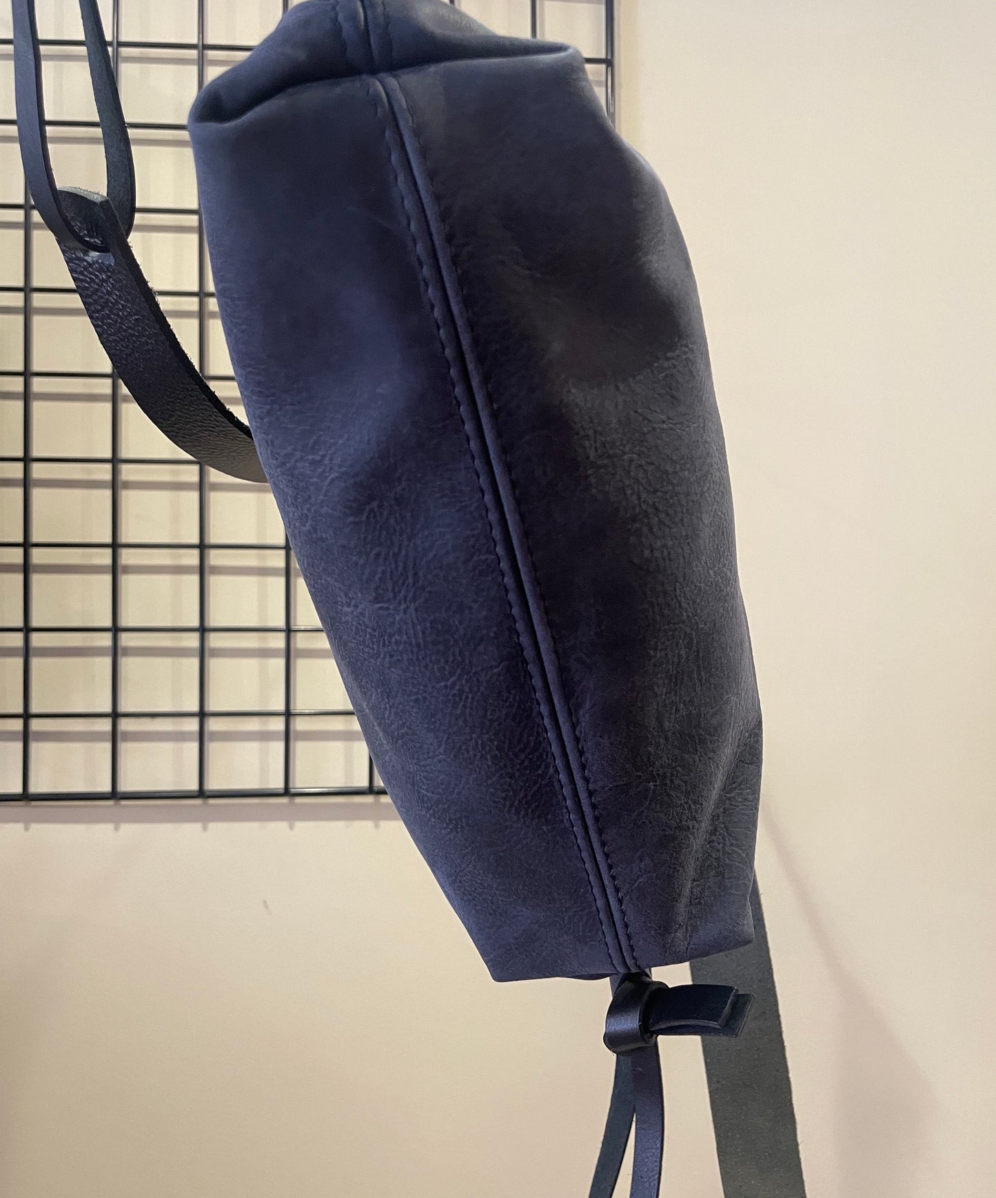 Leather backpack Blue "fully openable"