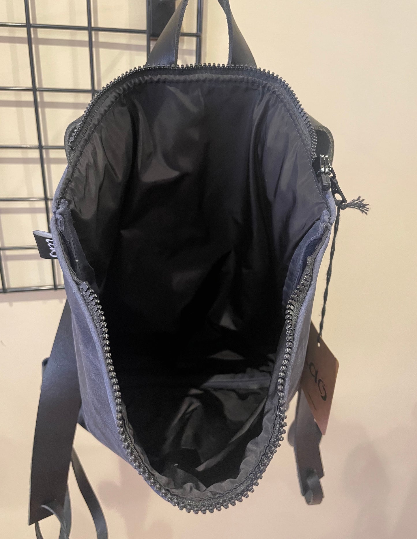 Leather backpack Blue "fully openable"