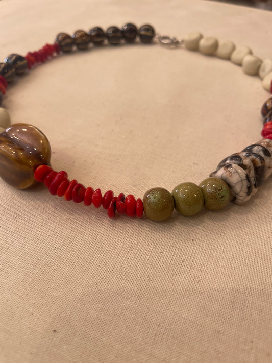 Ceramic and stone necklace