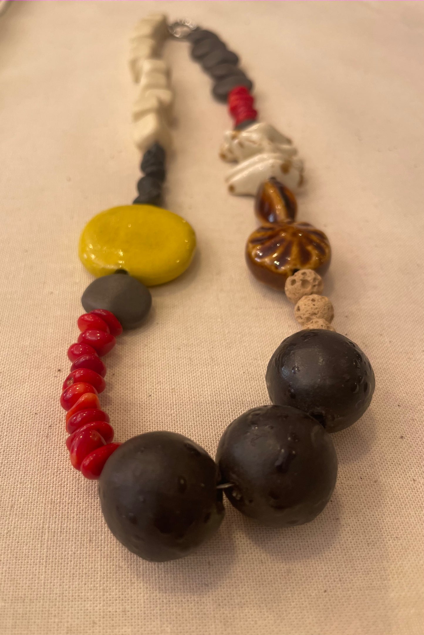 Ceramic and stone necklace