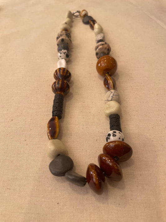 Ceramic and stone necklace