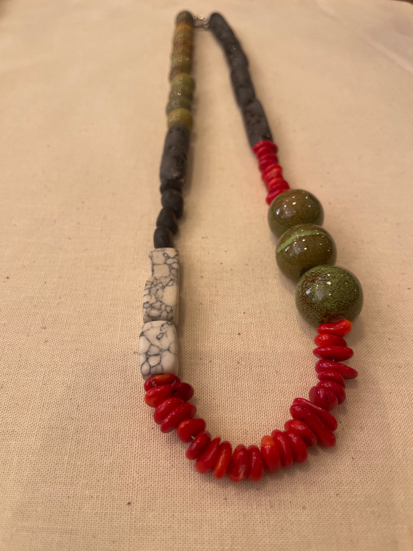 Ceramic and stone necklace