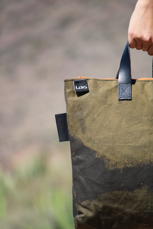 Cotton & Leather Tie-Dye Shoulder Bag