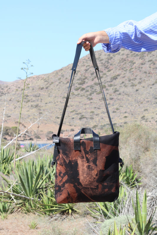 Cotton & Leather Tie-Dye Shoulder Bag