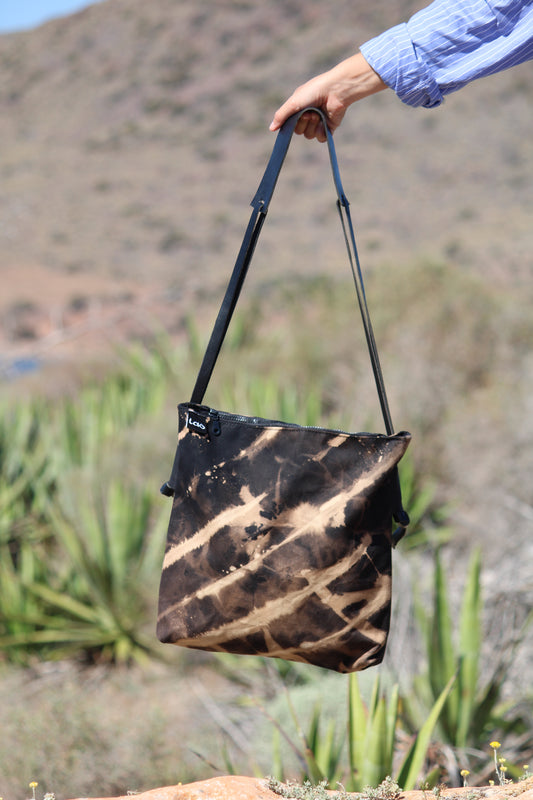 Cotton & Leather Tie-Dye Shoulder Bag