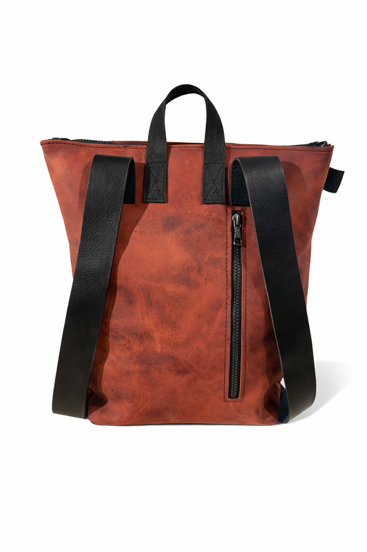 Lederrucksack „komplett zu öffnen“