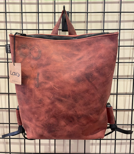 Leather backpack Red "fully openable"