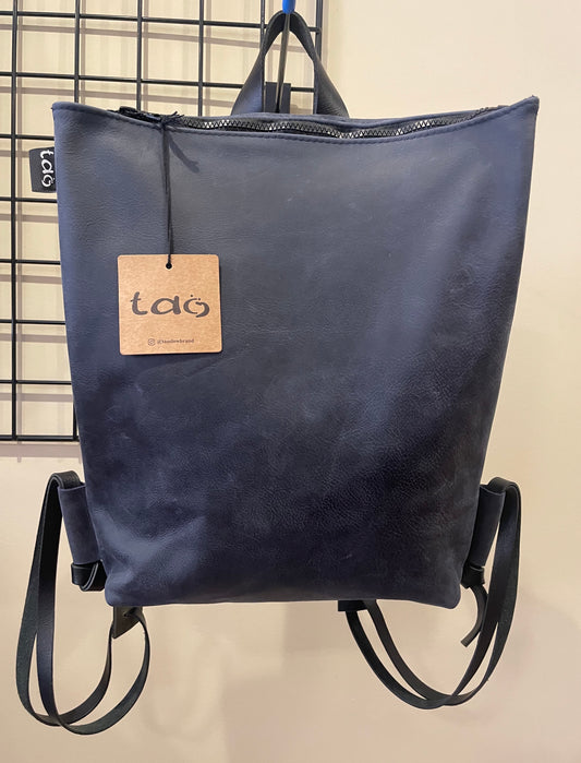 Leather backpack Blue "fully openable"