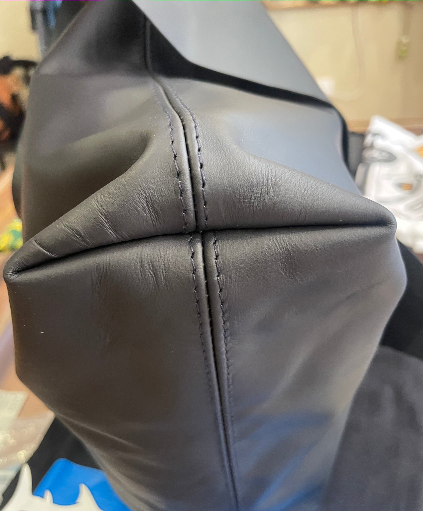 Black leather handbag and shoulder bag