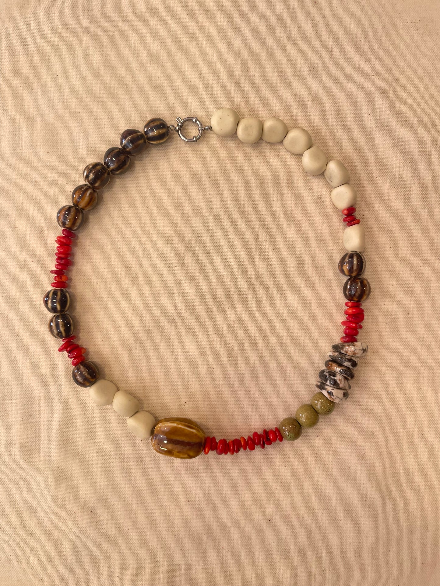 Ceramic and stone necklace