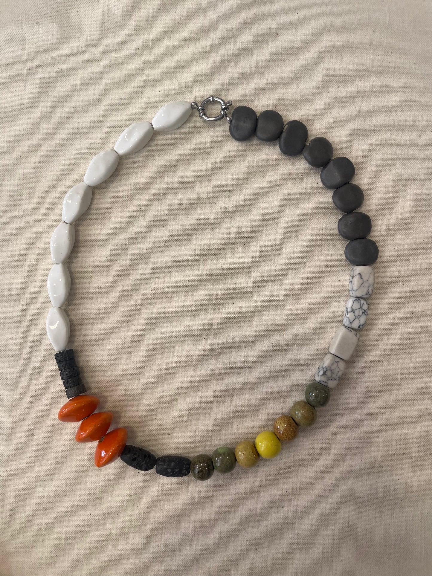 Ceramic and stone necklace