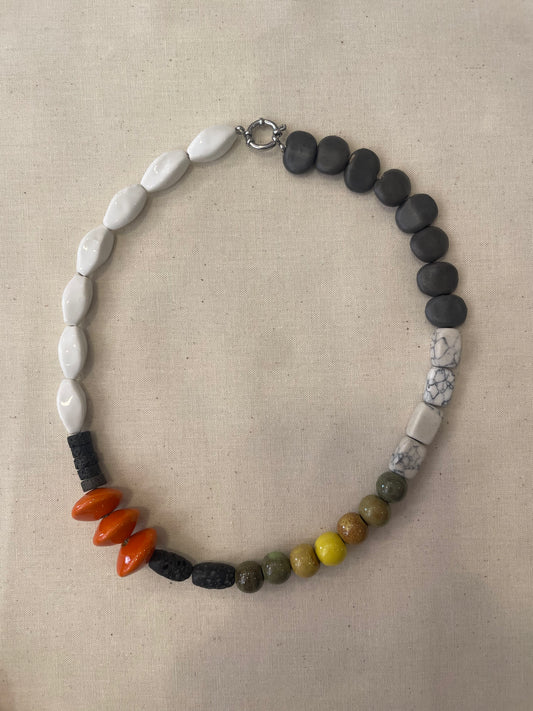 Ceramic and stone necklace