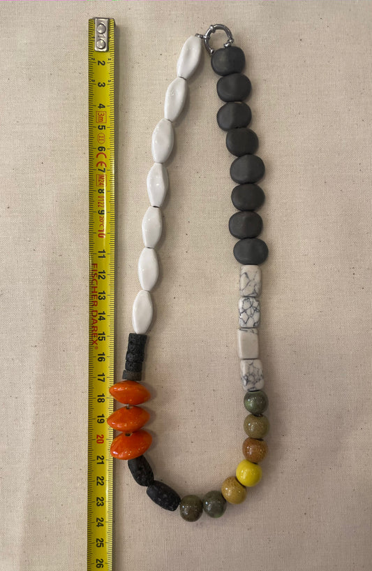 Ceramic and stone necklace