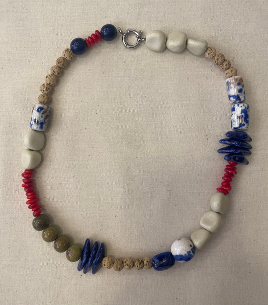 Ceramic and stone necklace
