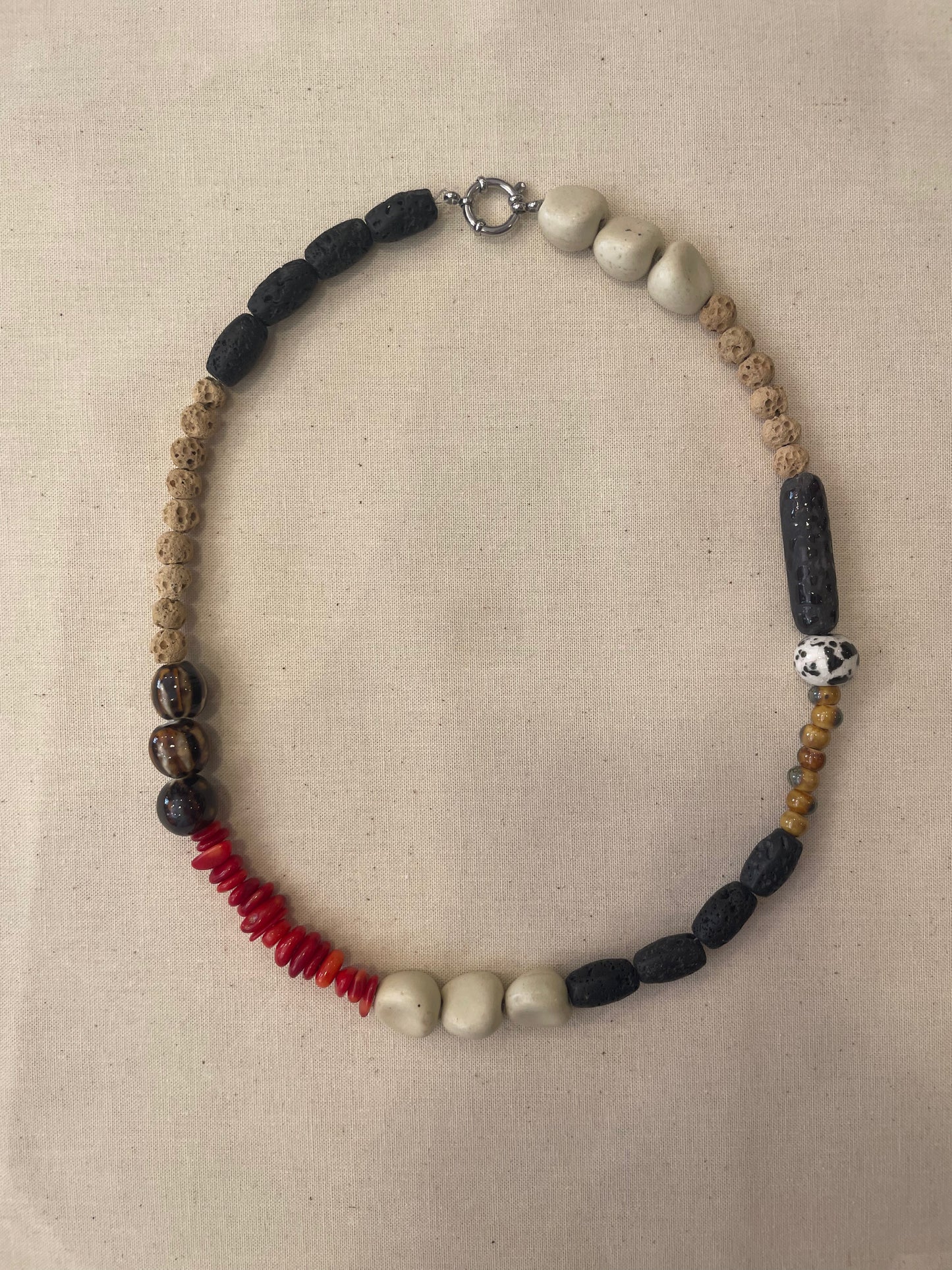 Ceramic and stone necklace