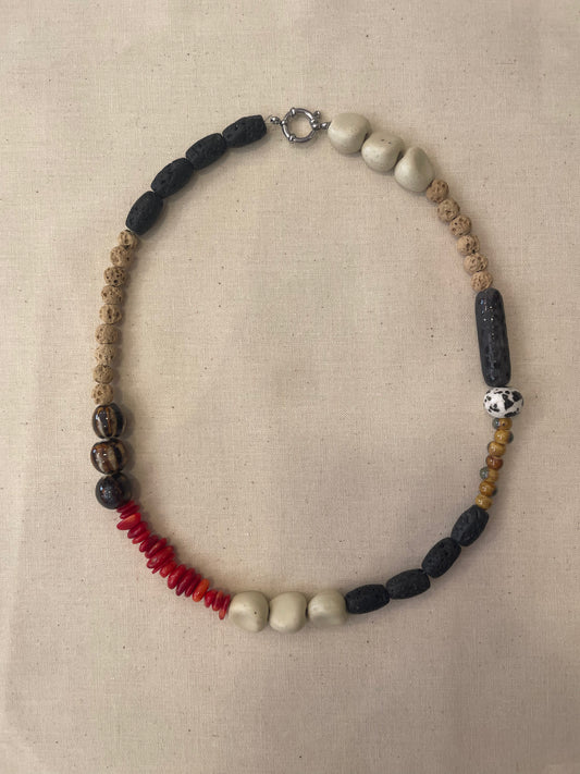 Ceramic and stone necklace