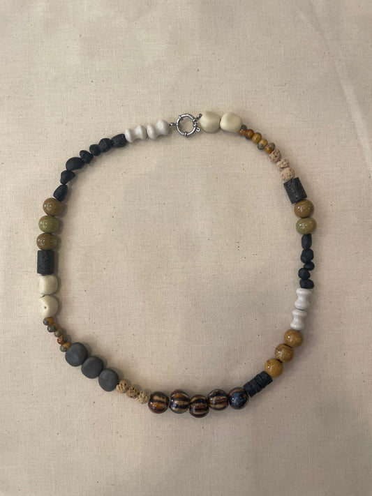 Ceramic and stone necklace