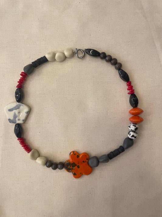 Ceramic and stone necklace