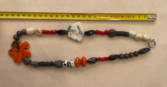 Ceramic and stone necklace