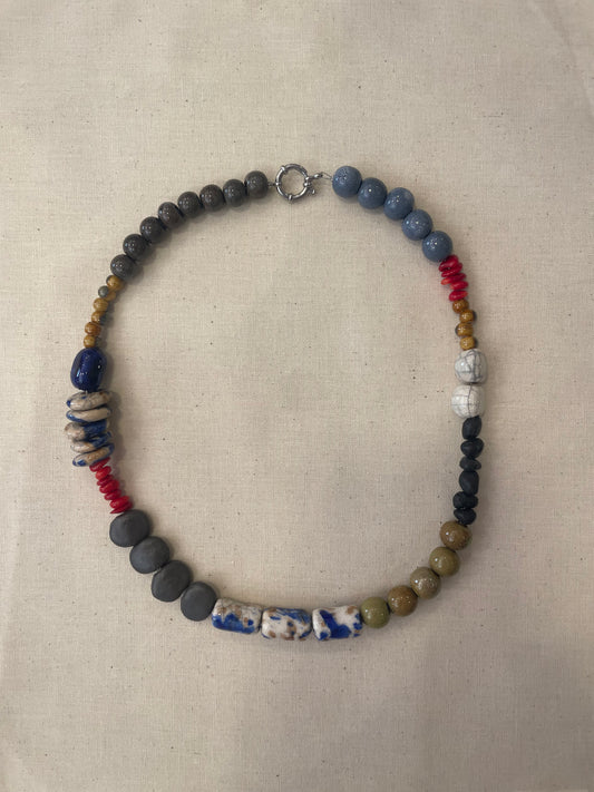 Ceramic and stone necklace