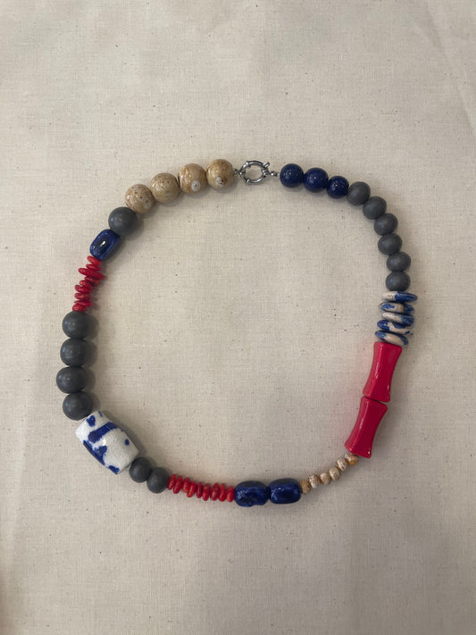 Ceramic and stone necklace