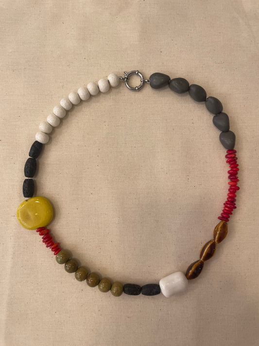 Ceramic and stone necklace