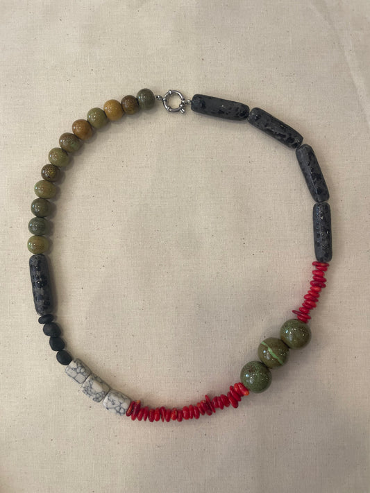 Ceramic and stone necklace