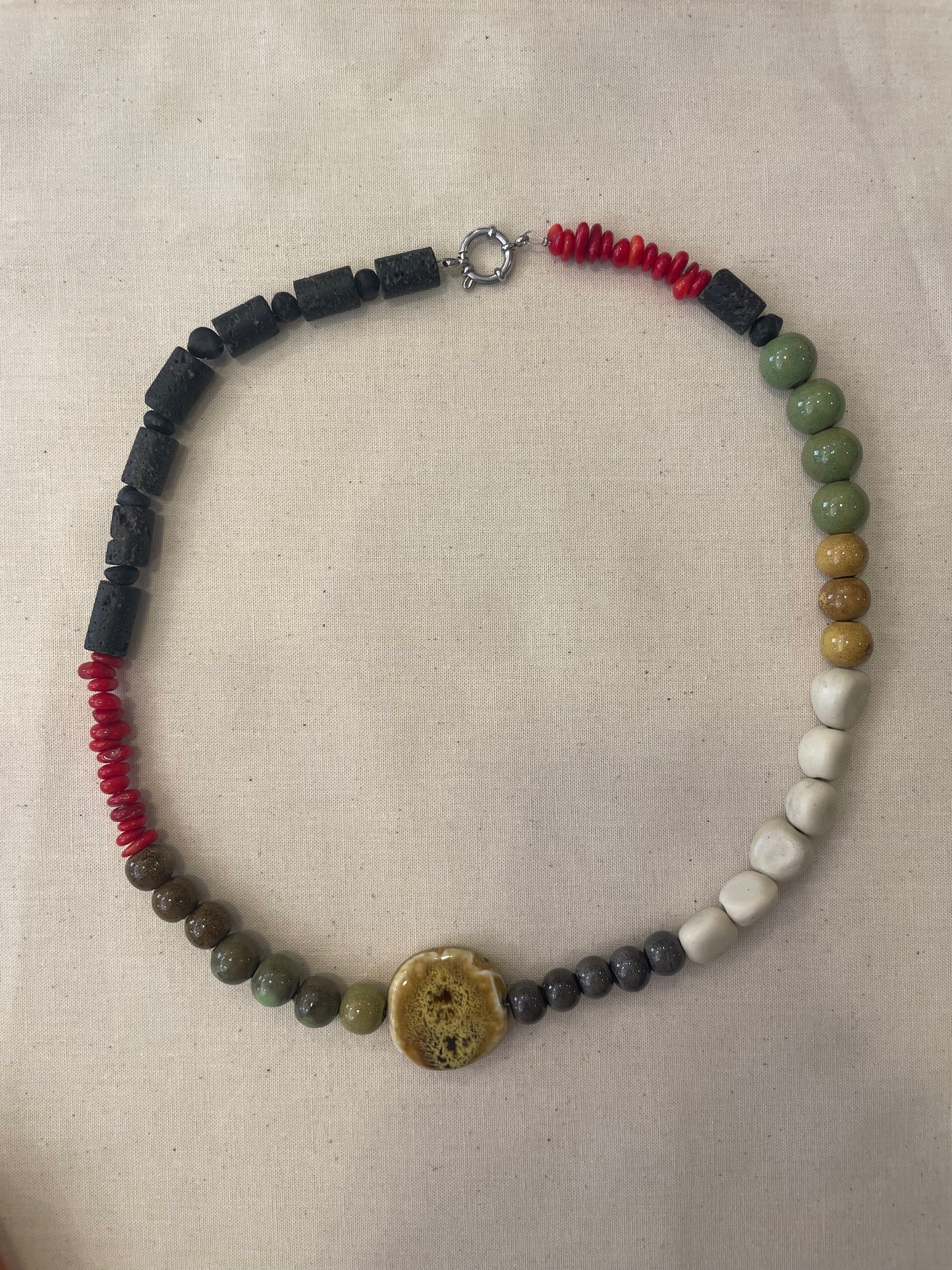 Ceramic and stone necklace