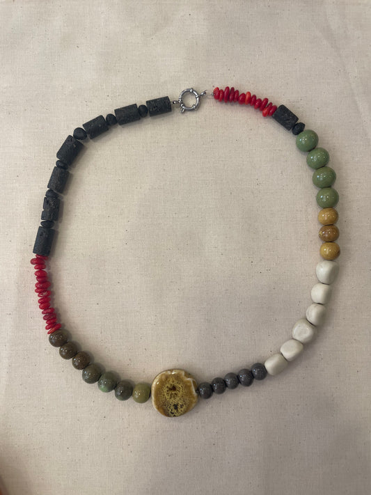 Ceramic and stone necklace