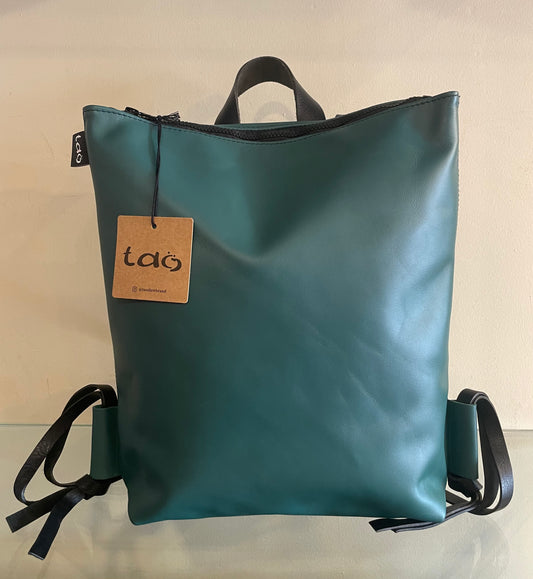 Leather backpack Green "fully openable"